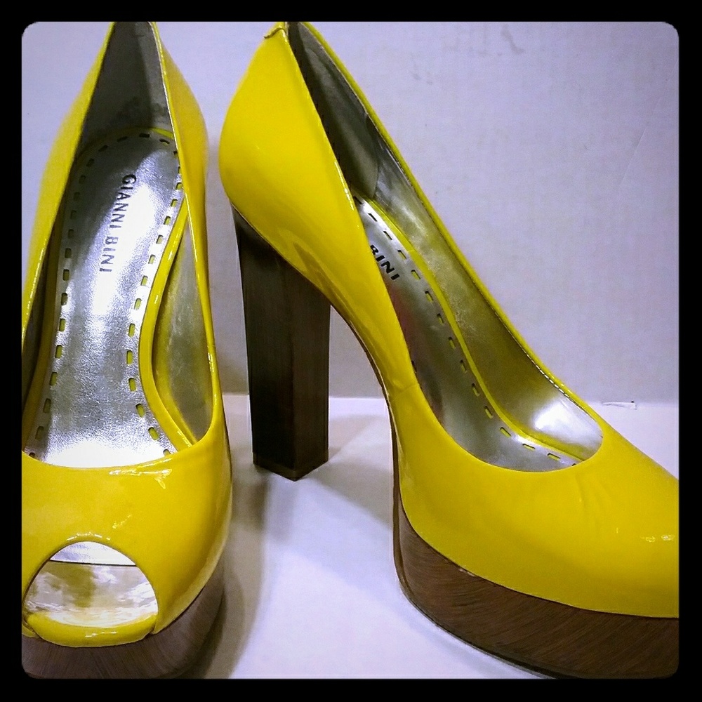 GIANNI BINI Gotham 739 Yellow Peep Toe Platform